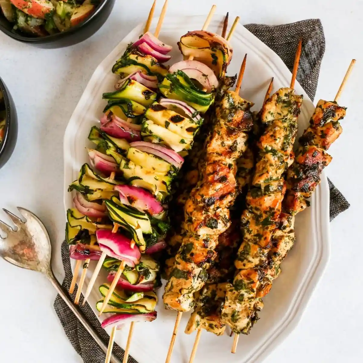 Fresh Herb Grilled Chicken and Zucchini Ribbon Skewers 3 Recipe image