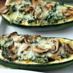 Spinach and Mushroom Ricotta Stuffed Zucchini Boats
