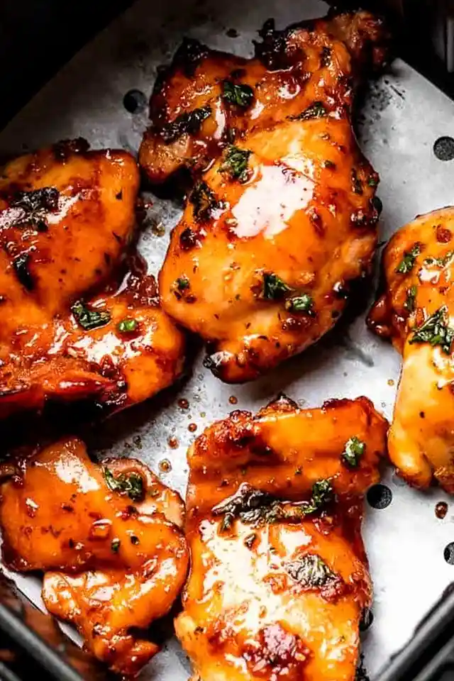 Sticky Glazed Air Fryer Boneless Chicken Thighs 3 Recipe image