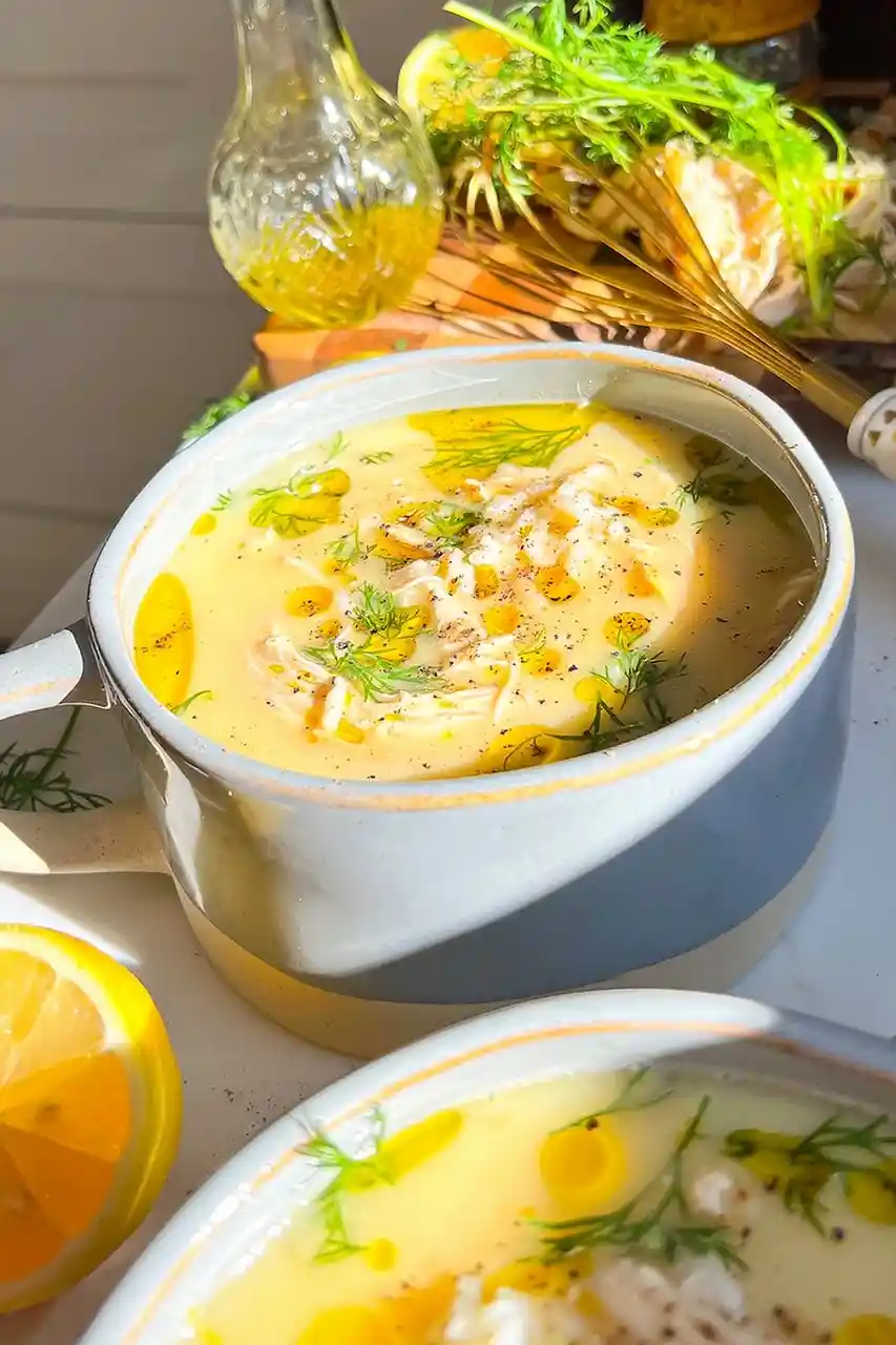 Creamy Greek Avgolemono Chicken Soup 3 Recipe image