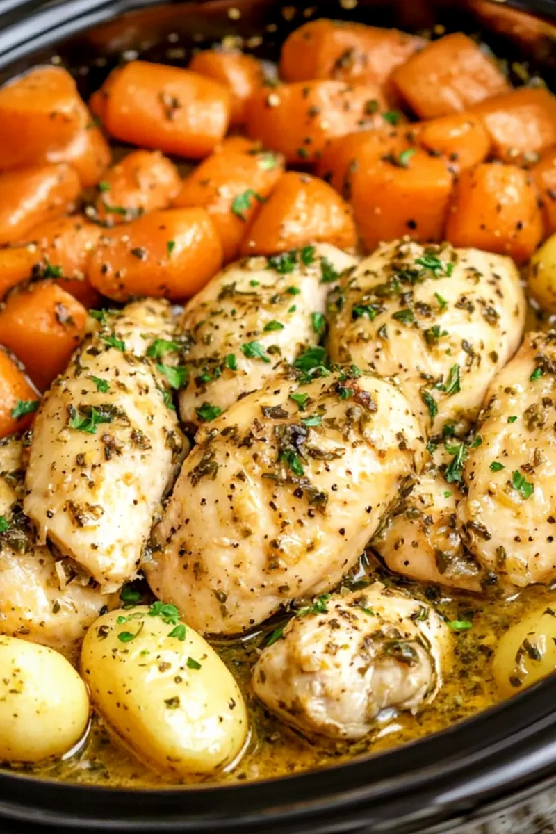 Slow Cooker Garlic Herb Chicken and Root Vegetables 3 Recipe image