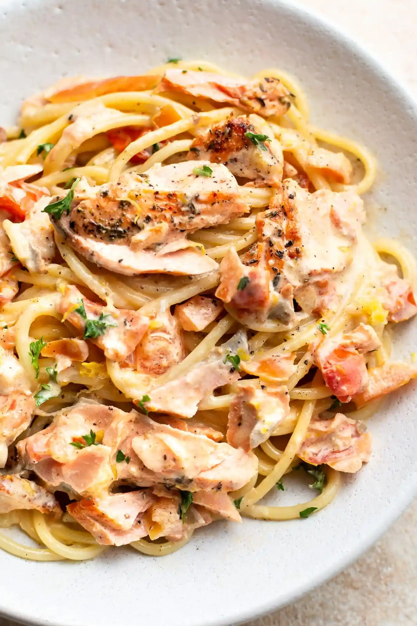 Creamy Lemon and Fresh Tomato Salmon Pasta 3 Recipe image