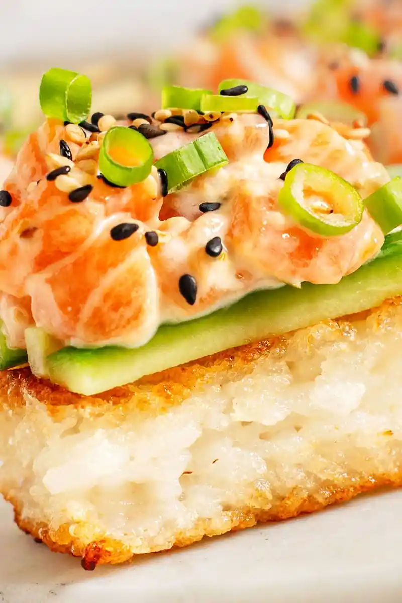 Crispy Yuzu Salmon Rice Bites 3 Recipe image