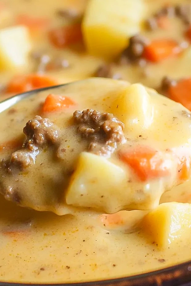 Slow Cooker Cheeseburger Soup 3 Recipe image