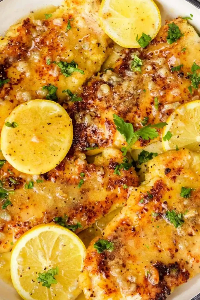 Crispy Parmesan Lemon Chicken with Garlic Butter Sauce