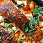 One-Pan Mediterranean Salmon with Zesty Rice and Feta 4 One-Pan Mediterranean Salmon with Zesty Rice and Feta