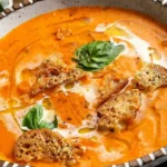 Roasted Tomato Soup with Crispy Gruyère Toasts 4 Roasted Tomato Soup with Crispy Gruyère Toasts
