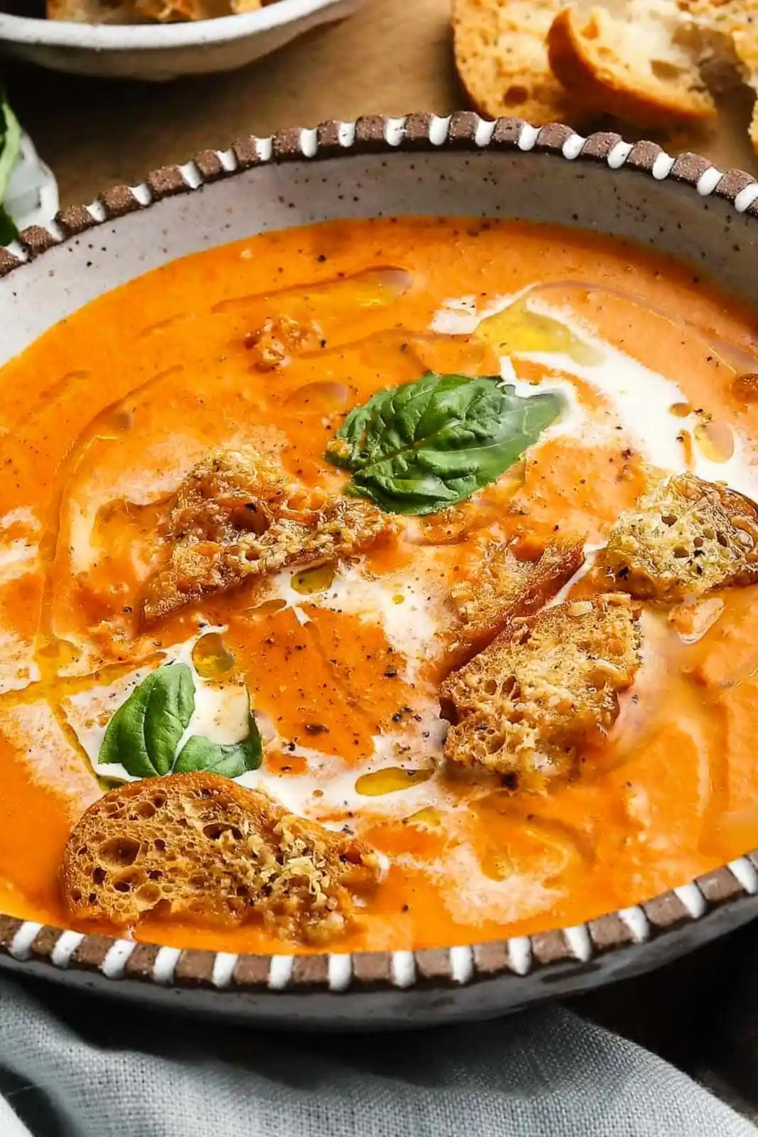 Roasted Tomato Soup with Crispy Gruyère Toasts 3 Recipe image