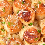 Pan-Seared Scallops with Rich Parmesan Cream Sauce 4 Pan-Seared Scallops with Rich Parmesan Cream Sauce