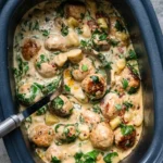 Slow Cooker Tuscan Chicken Meatballs With Gnocchi 4 Slow Cooker Tuscan Chicken Meatballs With Gnocchi