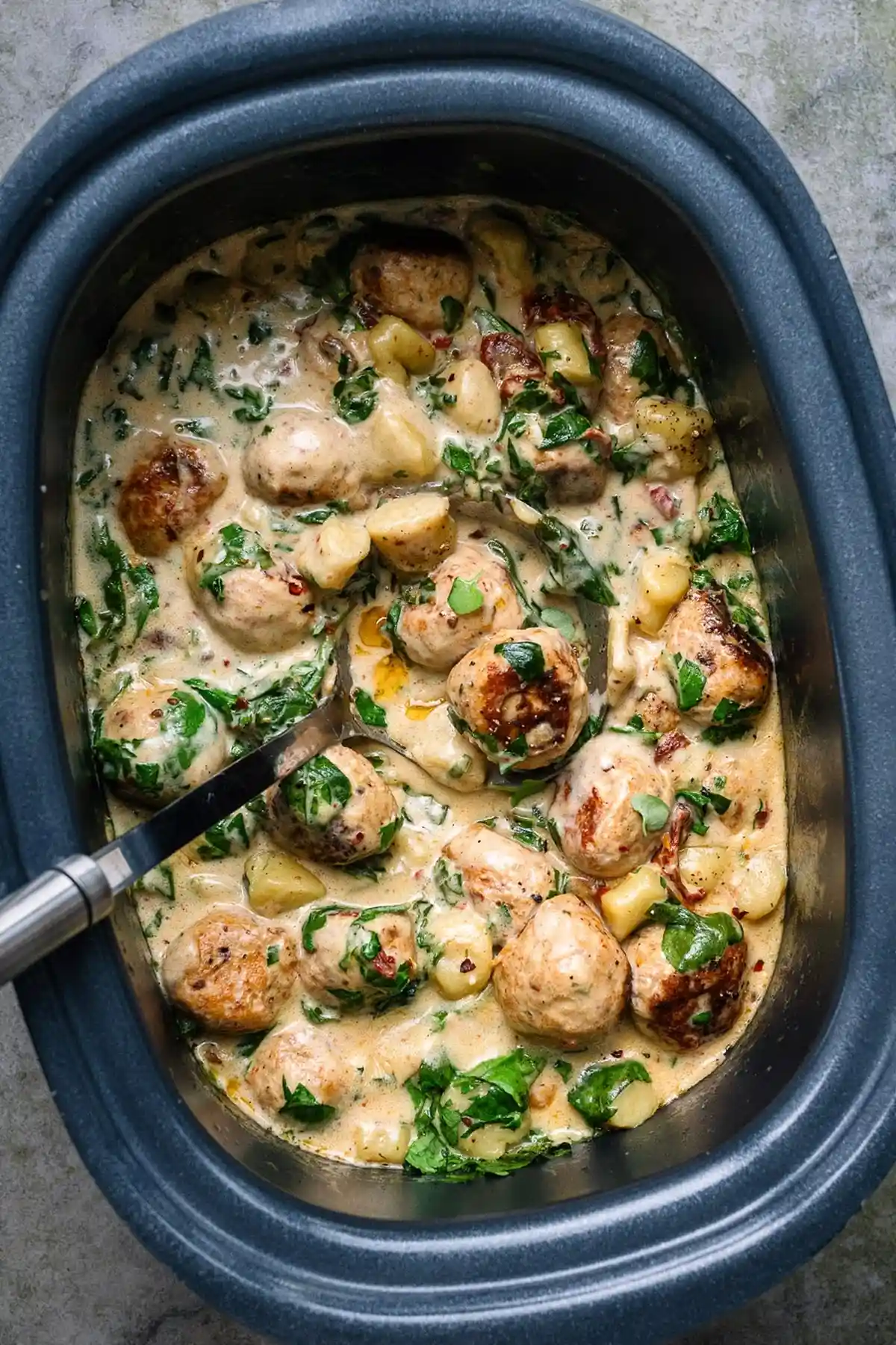 Slow Cooker Tuscan Chicken Meatballs With Gnocchi 3 Recipe image