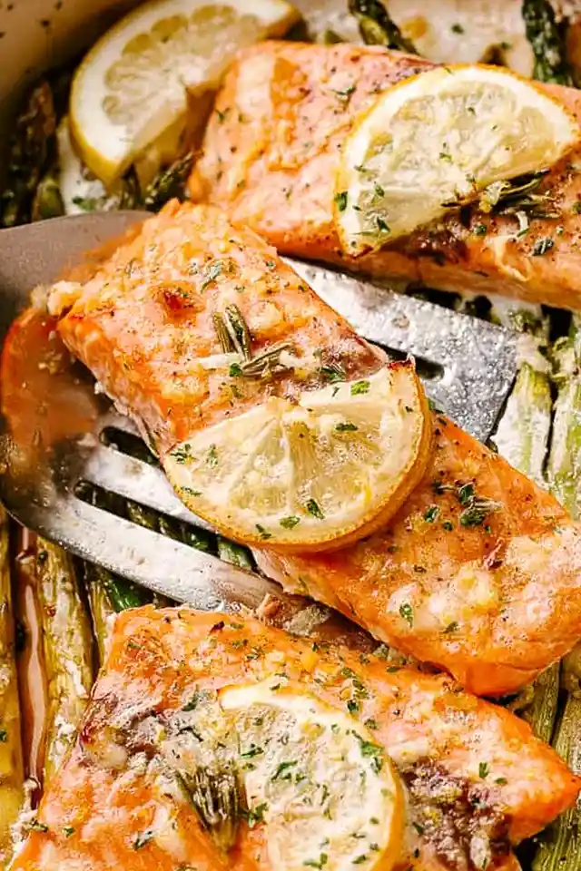 Oven Baked Salmon and Asparagus with Lemon Garlic Butter 3 Recipe image