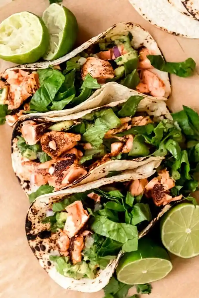 Blackened Salmon Tacos with Avocado Salsa 3 Recipe image