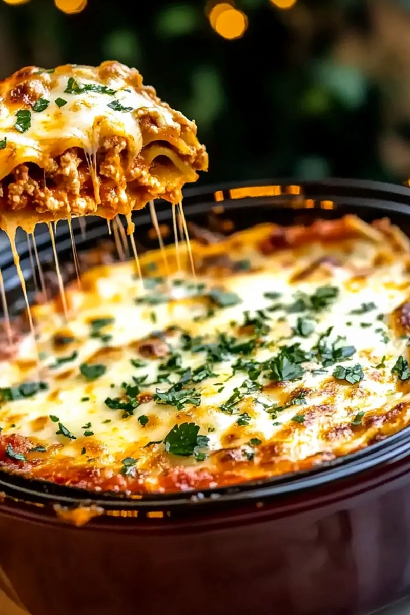 Slow Cooker Layered Meat and Cheese Lasagna 3 Recipe image
