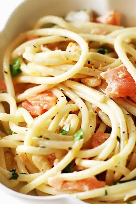 Creamy Smoked Salmon Pasta with Toasted Pine Nuts 3 Recipe image