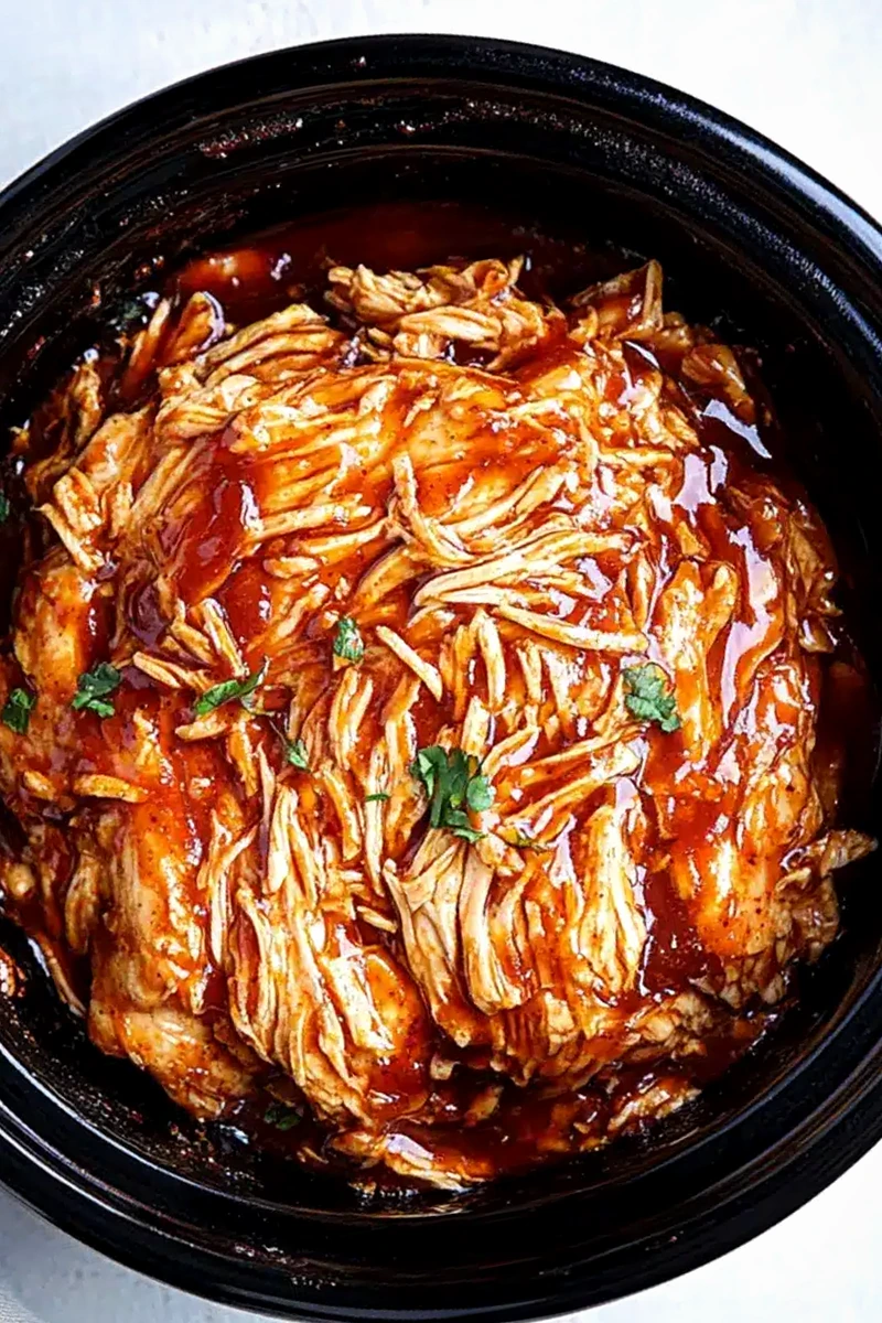 Simple 2-Ingredient Slow Cooker BBQ Pulled Chicken 3 Recipe image