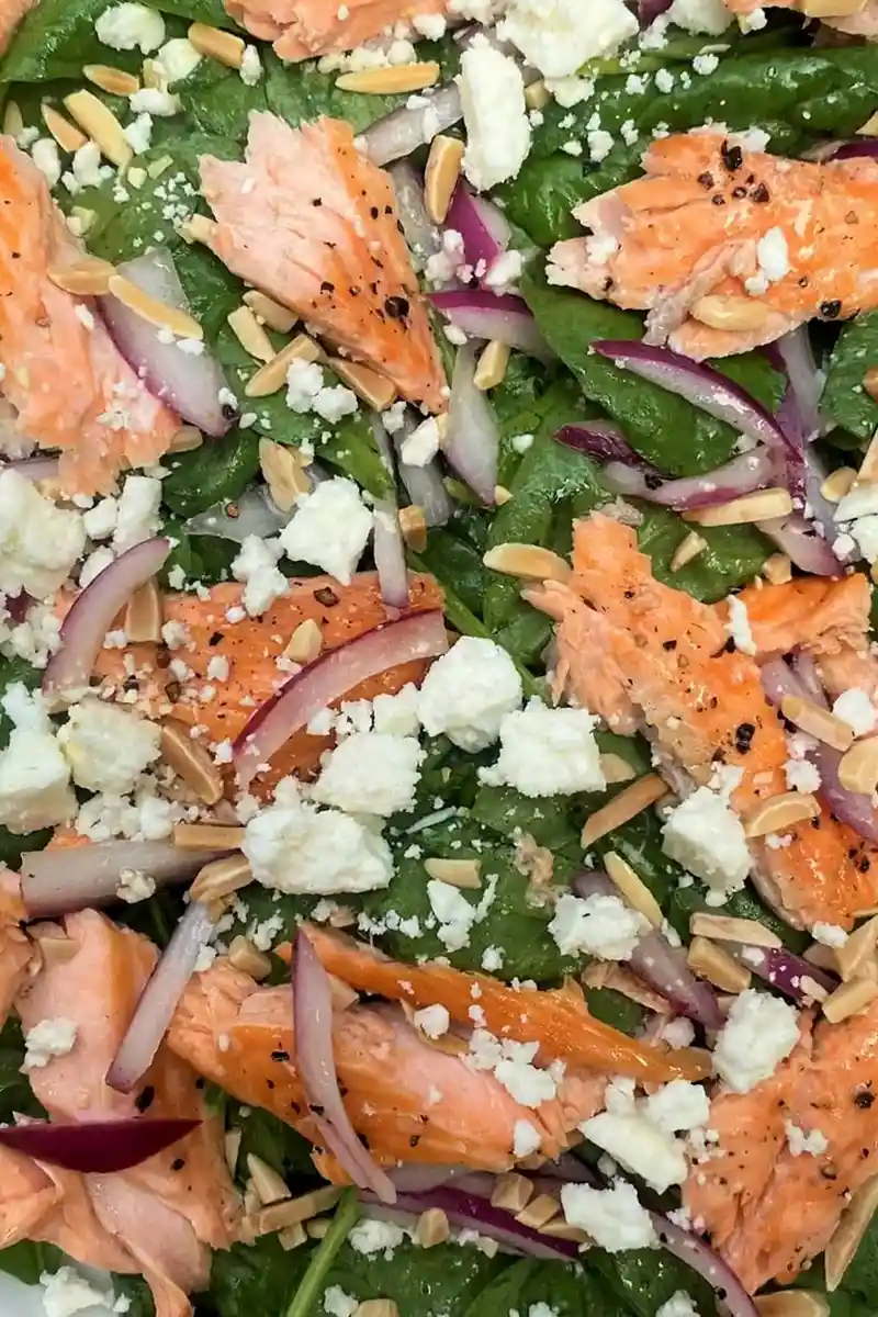 Protein-Packed Salmon and Spinach Salad with Feta 3 Recipe image