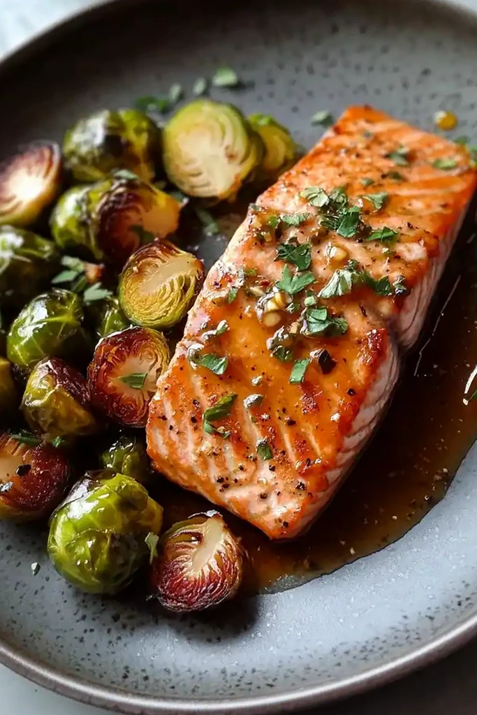 Honey Garlic Salmon and Brussels Sprouts 3 Recipe image