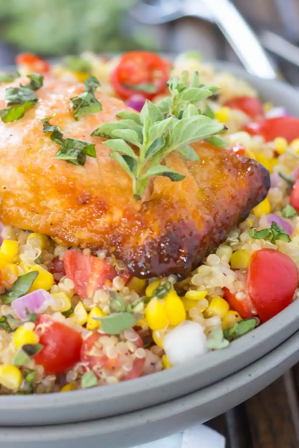 Honey Garlic Salmon and Quinoa Bowl 3 Recipe image