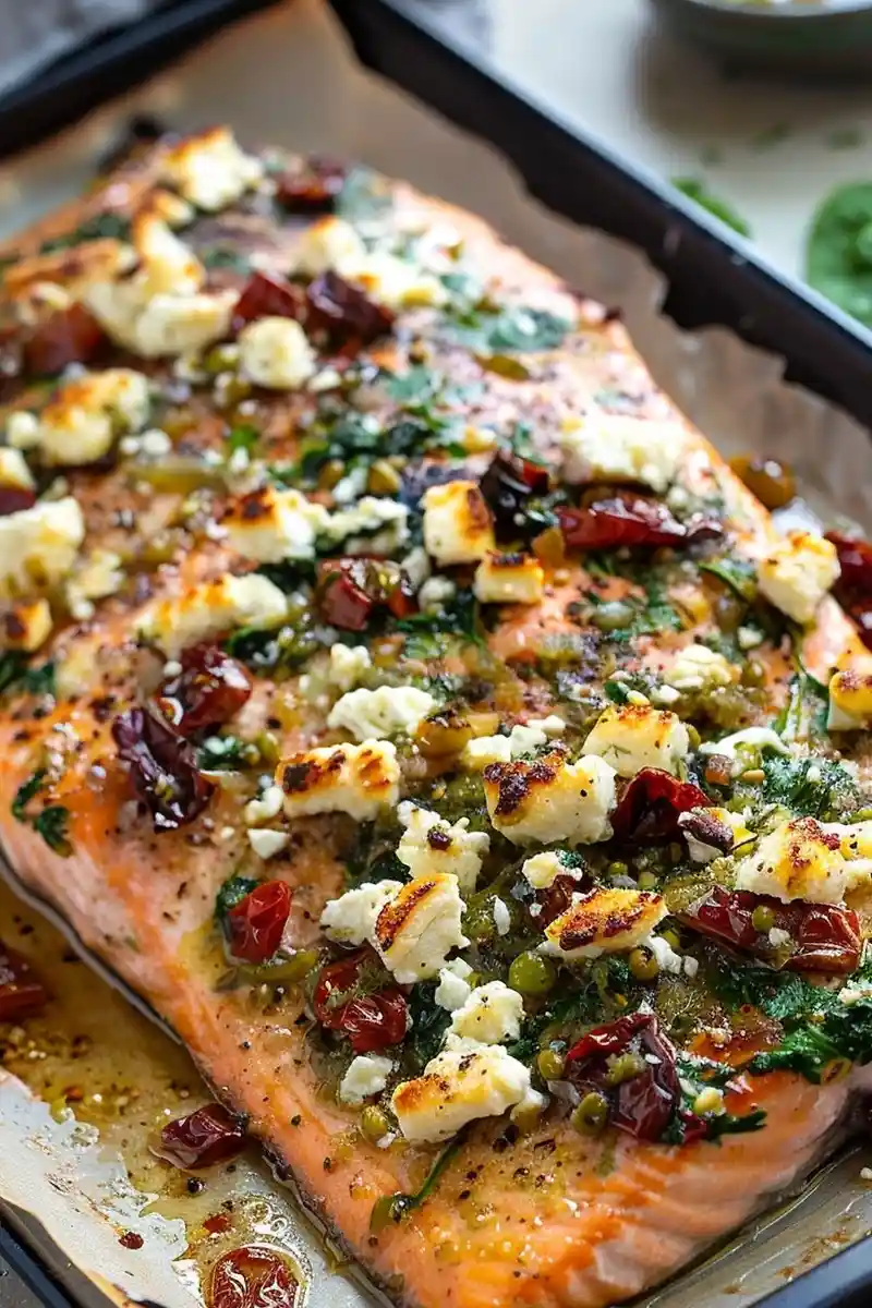 Mediterranean Salmon Bake with Spinach and Feta 3 Recipe image