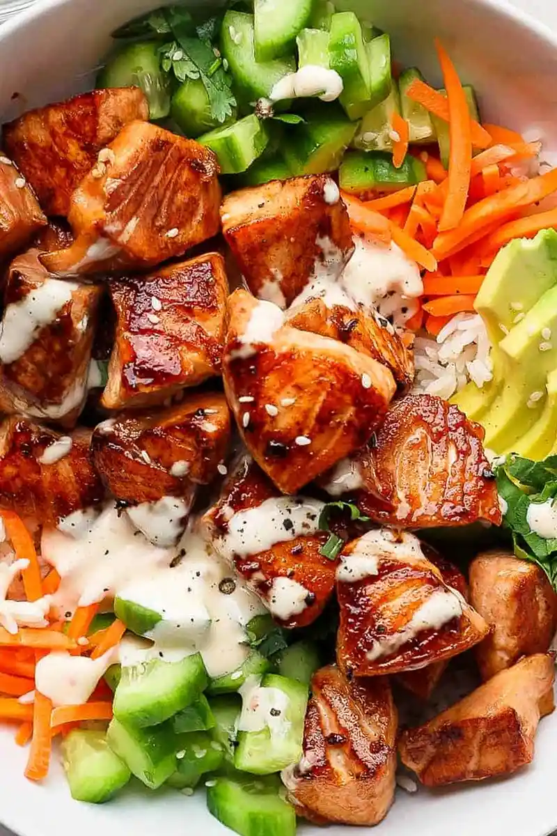 Bang Bang Salmon Rice Bowl 3 Recipe image