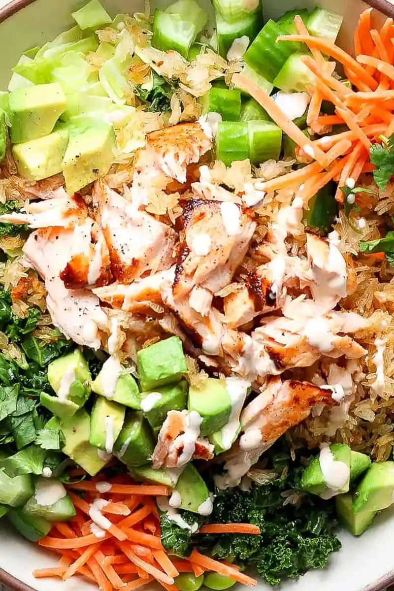 Crispy Rice Salmon Salad with Creamy Sriracha Dressing 3 Recipe image