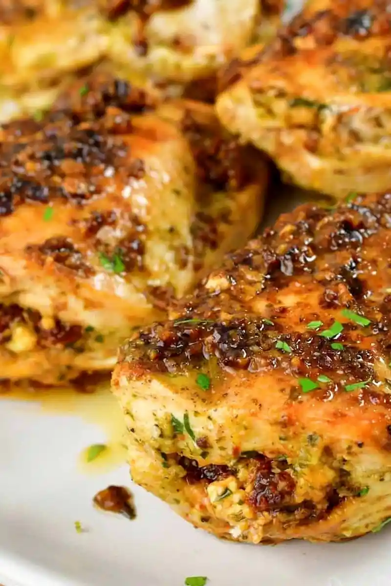 Pesto Rubbed Chicken Stuffed with Sun-Dried Tomatoes and Feta 3 Recipe image
