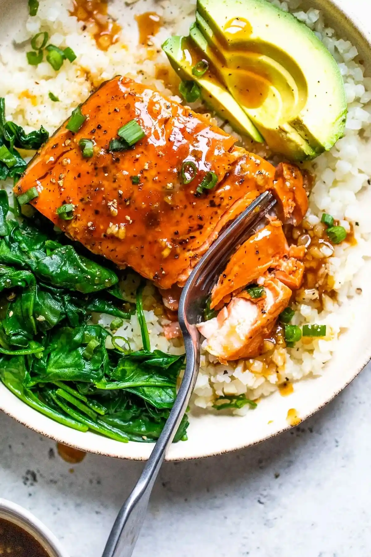 Quick Teriyaki Salmon Bowl with Cauliflower Rice 3 Recipe image