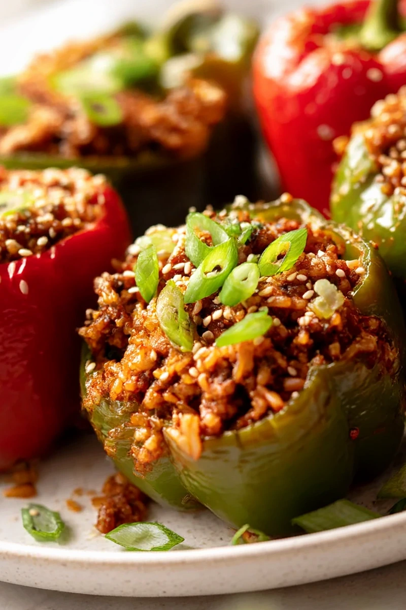 Savory Korean-Style Beef and Rice Stuffed Bell Peppers 3 Savory Korean-Style Beef and Rice Stuffed Bell Peppers