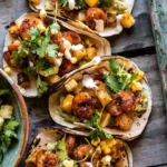 Sheet Pan Hawaiian Pineapple Shrimp Tacos with Creamy Jalapeño Special Sauce 4 Sheet Pan Hawaiian Pineapple Shrimp Tacos with Creamy Jalapeño Special Sauce